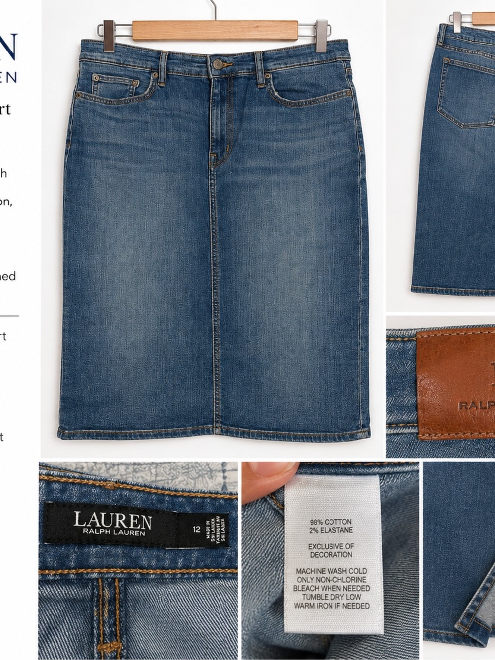 Ralph Lauren Blue Straight Denim Skirt